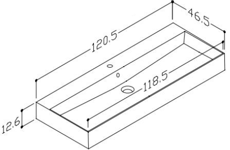 Nordskab badsæt i røget eg finer med ril - bredde 120 cm med porcelænsvaske badborplade