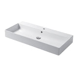 Nordskab badsæt i røget eg finer med ril - bredde 100 cm med porcelænsvaske badborplade