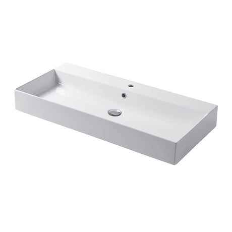 Nordskab badsæt i røget eg finer med ril - bredde 100 cm med porcelænsvaske badborplade