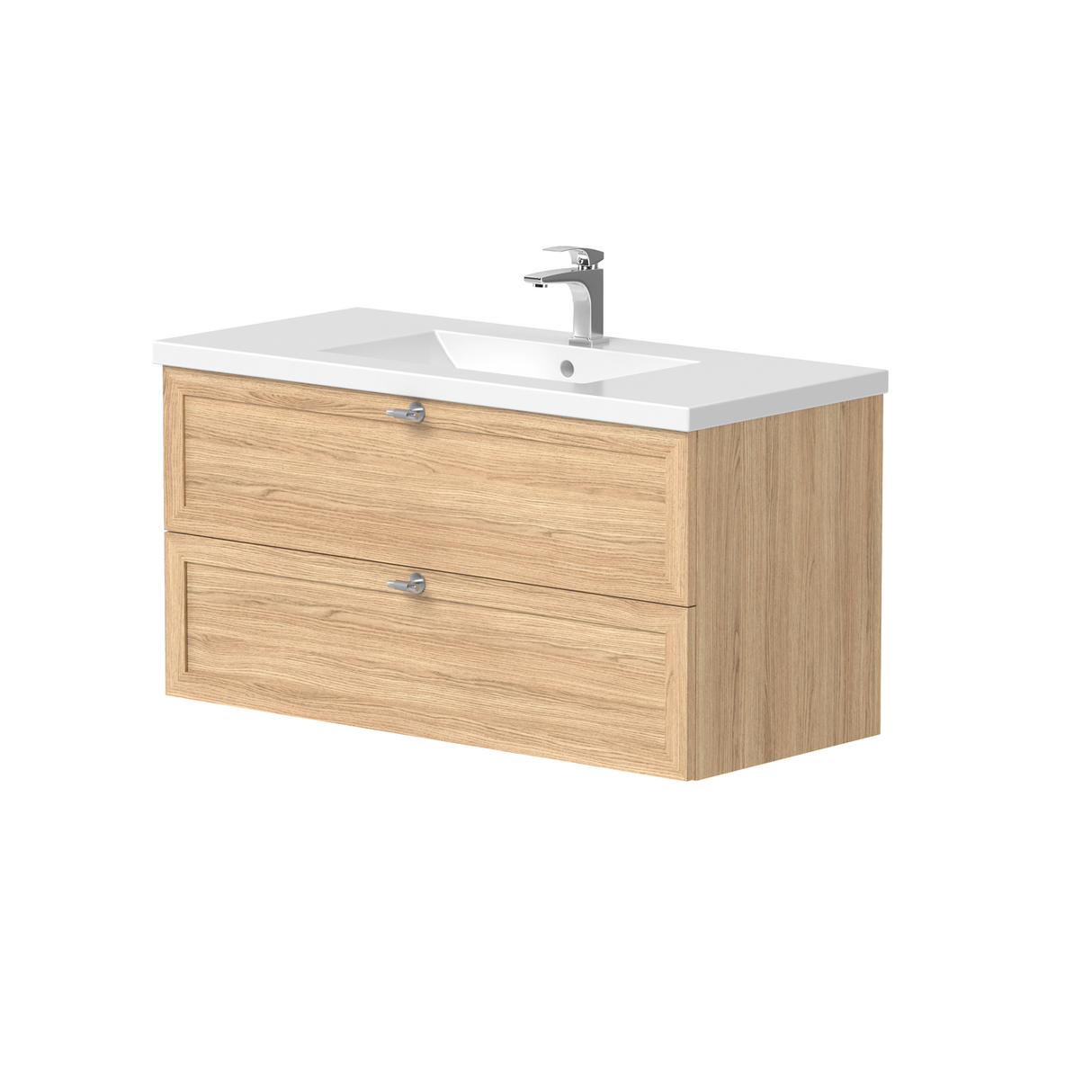 Nordskab vaskeskab 100 cm – Natur Eg finér