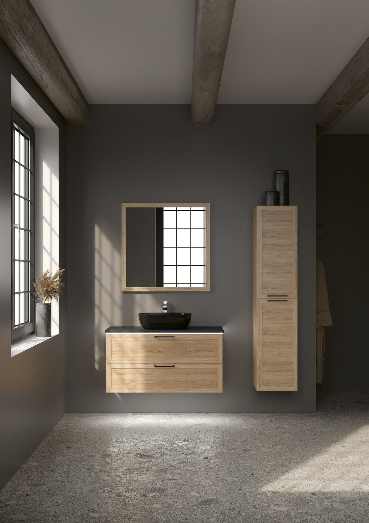 Nordskab vaskeskab 100 cm – Natur Eg finér