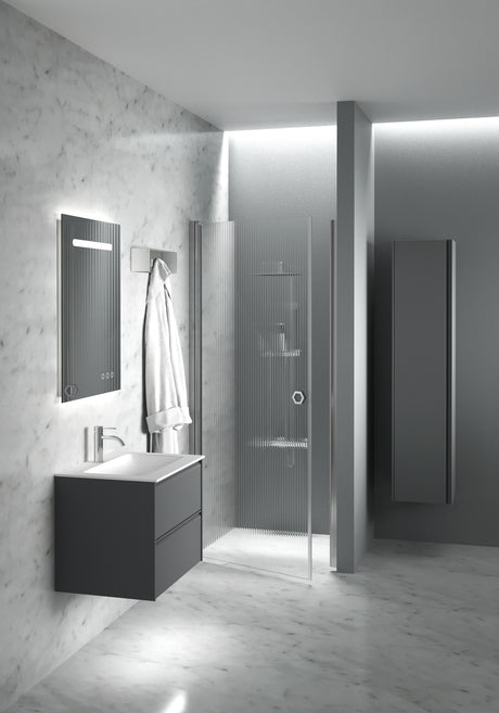 Nordskab badsæt i Grå - bredde 60 cm med Solid Surface badborplade