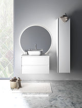 Nordskab badsæt i Mat hvid - bredde 80 cm med Solid Surface badborplade