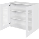 Multi-Living Køkken vitrineskab i Hvid Front overskab H: 70,4 cm D: 34,0 cm - 2 Låger med klart glas og 2 hylder - Bredde: 80 cm