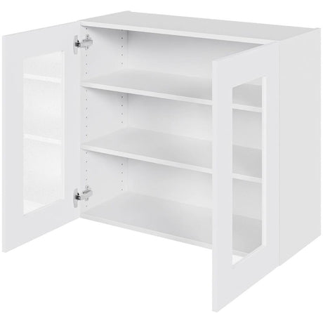 Multi-Living Køkken vitrineskab i Hvid Front overskab H: 70,4 cm D: 34,0 cm - 2 Låger med klart glas og 2 hylder - Bredde: 80 cm