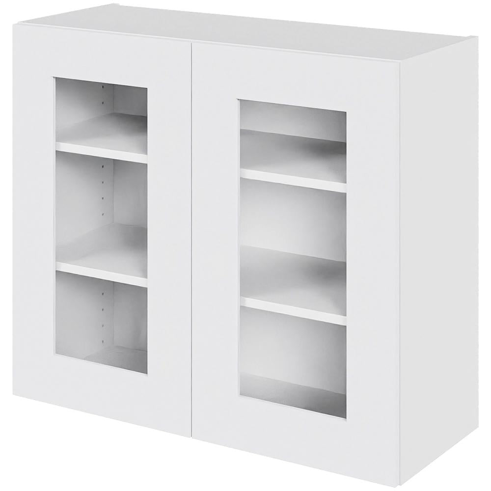 Multi-Living Køkken vitrineskab i Hvid Front overskab H: 70,4 cm D: 34,0 cm - 2 Låger med klart glas og 2 hylder - Bredde: 80 cm