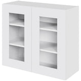 Multi-Living Køkken vitrineskab i Hvid Front overskab H: 70,4 cm D: 34,0 cm - 2 Låger med klart glas og 2 hylder - Bredde: 80 cm