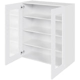 Multi-Living Køkken vitrineskab i Hvid Front overskab H: 89,6 cm D: 34,0 cm - 2 låger med klart glas inklusiv 2 hylder i bredde: 80 cm