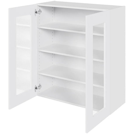 Multi-Living Køkken vitrineskab i Hvid Front overskab H: 89,6 cm D: 34,0 cm - 2 låger med klart glas inklusiv 2 hylder i bredde: 80 cm