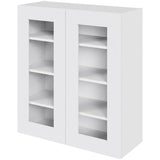 Multi-Living Køkken vitrineskab i Hvid Front overskab H: 89,6 cm D: 34,0 cm - 2 låger med klart glas inklusiv 2 hylder i bredde: 80 cm