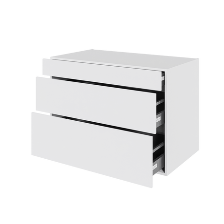 Multi-Living Køkken skuffeskab i Hvid Front H: 70,4 cm D: 60,0 cm - 3 skuffer deludtræk og softluk - Bredde: 100 cm