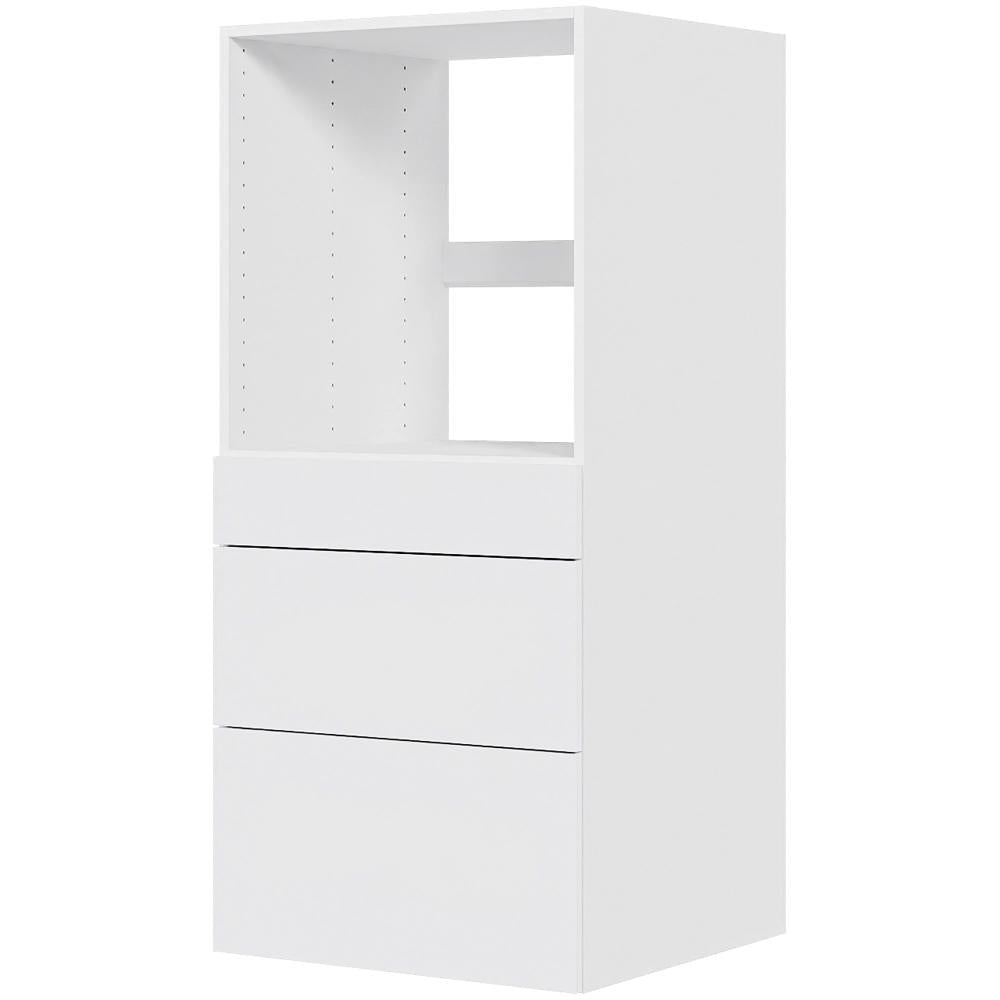 Multi-Living Køkken indbygningsskab i Hvid Front til ovn H: 131,2 cm D: 60,0 cm - 3 skuffer med fuldudtræk og softluk - Bredde: 60 cm