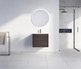 Nordic snedker vaskeskab i lakeret røget eg med Reno solid surface badbordplade i bredde 60 cm med hanehul