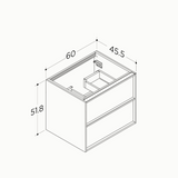 Nordic snedker vaskeskab i lakeret røget eg med Reno solid surface badbordplade i bredde 60 cm med hanehul