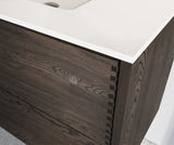 Nordic snedker vaskeskab i røget eg med Reno solid surface badbordplade i bredde 80 cm med hanehul