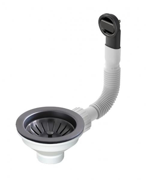 SKANITEK Afløbssæt UX med rund overløb | Gun Metal