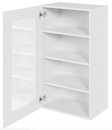 Multi-Living Køkken vitrineskab i Malet Hvid Front overskab H: 89,6 cm D: 34,0 cm - Låge med klart glas inklusiv 2 hylder - Bredde: 50 cm