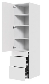 Multi-Living Køkken garderobeskab i Malet Hvid Front H: 195,2 cm D: 60,0 cm - 1 låge og 3 skuffer fuldudtræk/softclose - Bredde: 40 cm