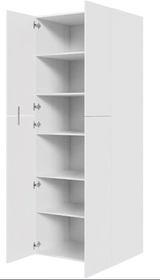 Multi-Living Ekstra højt hyldeskab i Malet Hvid Front H: 214,4 cm D: 60,0 cm - 2 delt låge inklusiv 5 hylder - Bredde: 80 cm