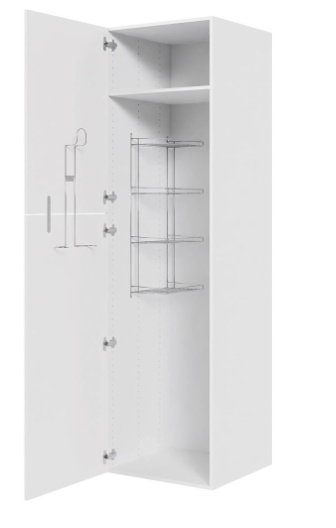 Multi-Living Køkken ekstra højt kosteskab i Malet Hvid Front H: 214,4 cm D: 60,0 cm - Inklusiv 1 hylde, 1 trådreol, 1 slangeholder - Bredde: 60 cm