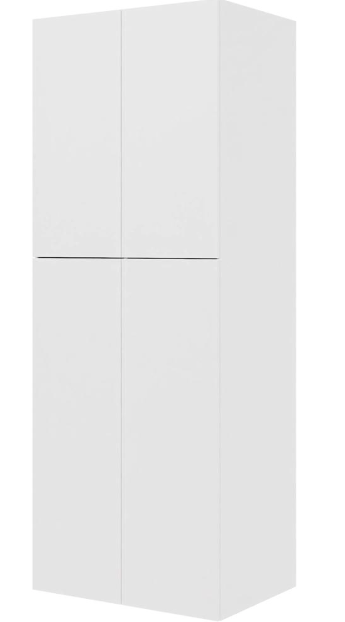 Multi-Living Ekstra højt combiskab i Malet Hvid Front H: 214,4 cm D: 60,0 cm - 2 låger inklusiv 4 hylde samt 1 oval bøjlestang. - Bredde: 80 cm