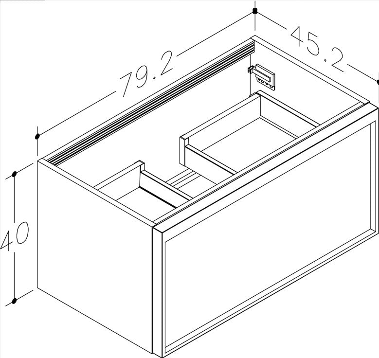 Nordskab badsæt i røget eg finer med ril - bredde 80 cm med porcelænsvaske badborplade