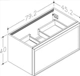 Nordskab badsæt i røget eg finer med ril - bredde 80 cm med porcelænsvaske badborplade