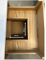 Mørkolieret snedkerbadmøbel med push fra Nordskab i bredde 80 cm med mat hvid badbordplade