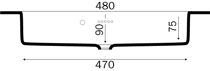 Betonex Sofia vask Mat dybde 48 cm