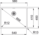 BXX 210/110-54 3 1/2" I WWK ND NTH R12 rustfrit stål vask