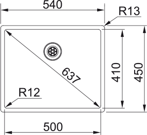 BXX 210/110-50 3 1/2" I WWK ND NTH R12 rustfrit stål køkkenvask