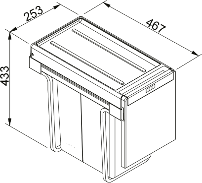 Affaldssystem - SORTER CUBE 30 MAN 2X15L