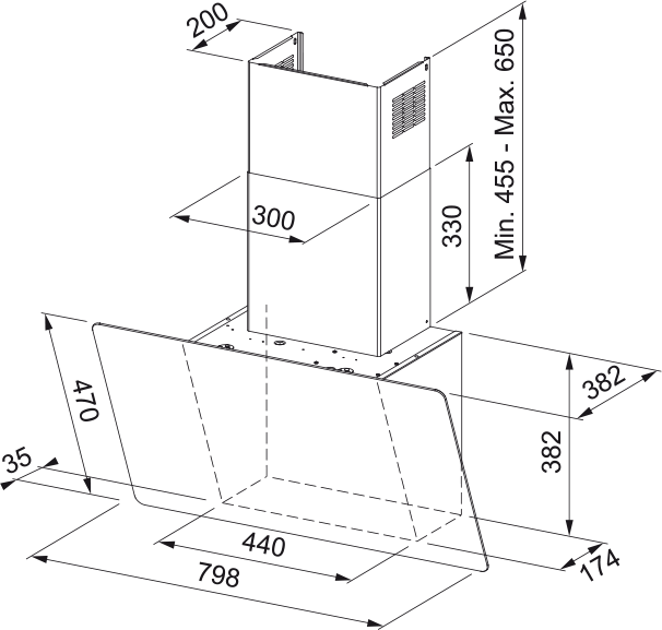 Emhætte FVAS A80 AQ-SENSE BK/2 FRANKE - Sort