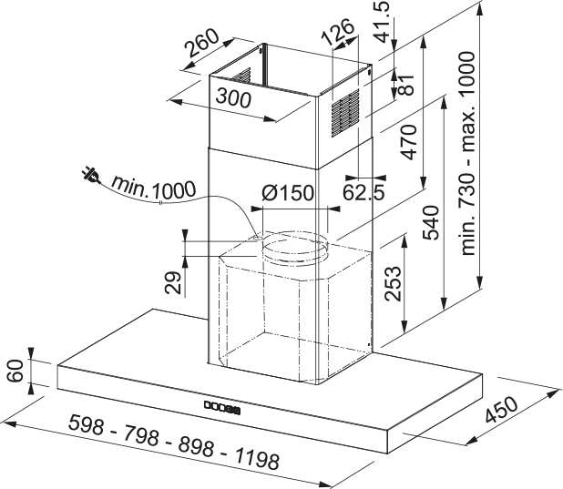 Emhætte TALE 915 W BK MATT/2 FRANKE