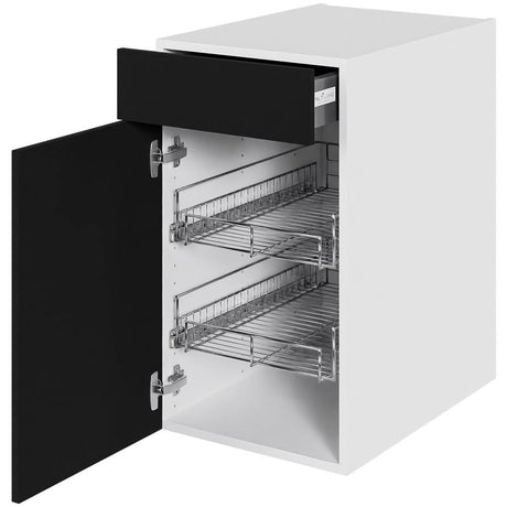 Multi-Living Køkken grydeskab i Cibo Nero underskab H: 70,4 cm D: 60,0 cm - 2 udtræksriste 1 låge og 1 skuffe med deludtræk/softluk - Bredde: 40 cm