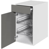 Multi-Living Køkken grydeskab i Cibo Grigio underskab H: 70,4 cm D: 60,0 cm - 2 udtræksriste 1 låge og 1 skuffe med deludtræk/softluk - Bredde: 40 cm