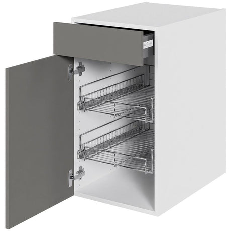 Multi-Living Køkken grydeskab i Cibo Grigio underskab H: 70,4 cm D: 60,0 cm - 2 udtræksriste 1 låge og 1 skuffe med deludtræk/softluk - Bredde: 40 cm