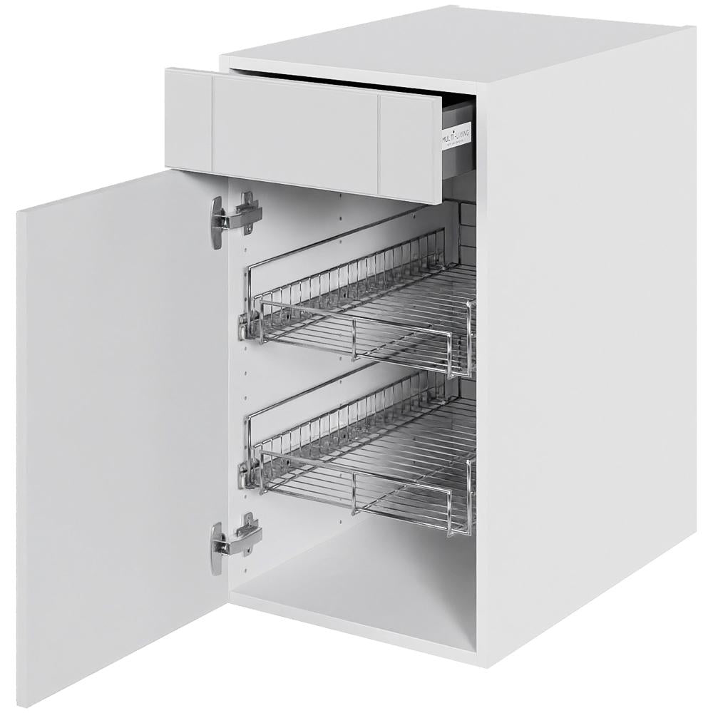 Multi-Living Køkken grydeskab i Romantik underskab H: 70,4 cm D: 60,0 cm - 2 udtræksriste 1 låge og 1 skuffe med deludtræk/softluk - Bredde: 40 cm