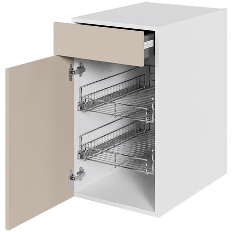 Multi-Living Køkken grydeskab i Cibo Sabbia underskab H: 70,4 cm D: 60,0 cm - 2 udtræksriste 1 låge og 1 skuffe med deludtræk/softluk - Bredde: 40 cm