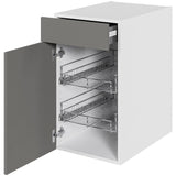 Multi-Living Køkken grydeskab i Cibo Grigio underskab H: 70,4 cm D: 60,0 cm - 2 udtræksriste 1 låge & 1 skuffe med fuldudtræk/softluk - Bredde: 40 cm