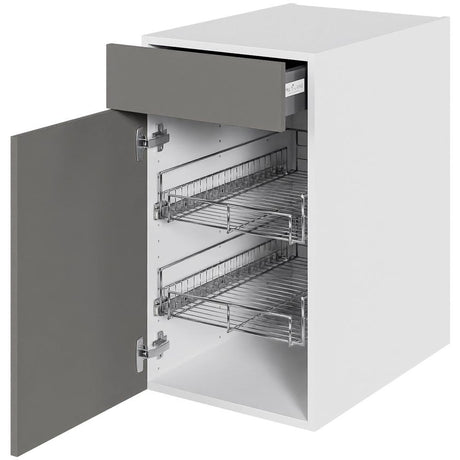 Multi-Living Køkken grydeskab i Cibo Grigio underskab H: 70,4 cm D: 60,0 cm - 2 udtræksriste 1 låge & 1 skuffe med fuldudtræk/softluk - Bredde: 40 cm