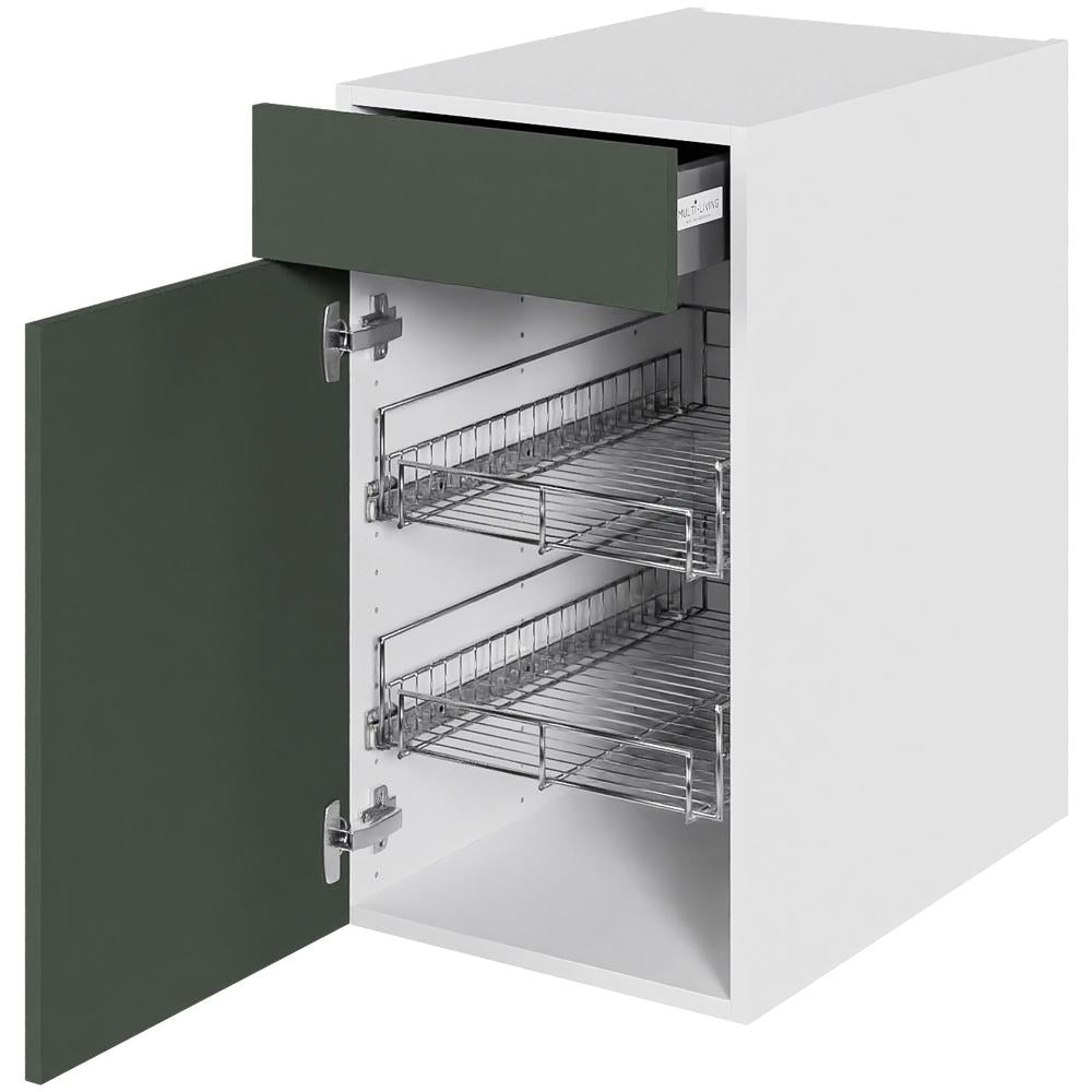 Multi-Living Køkken HQ Grydeskab i Cibo Verde 120 H: 70,4 cm D: 60,0 cm B: 40 cm- Inklusiv skuffe og 2 udtræksriste