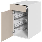 Multi-Living Køkken grydeskab i Cibo Sabbia 123 underskab H: 70,4 cm D: 60,0 cm - 2 udtræksriste 1 låge & 1 skuffe med fuldudtræk/softluk - Bredde: 40 cm