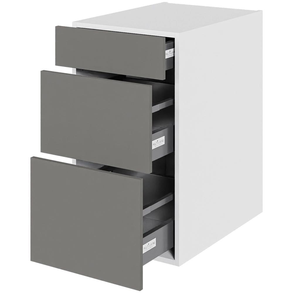 Multi-Living Køkken skuffeskab i Cibo Grigio H: 70,4 cm D: 60,0 cm - 3 skuffer deludtræk/softluk - Bredde: 40 cm