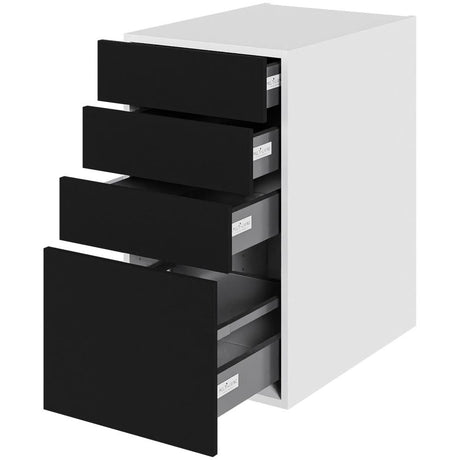 Multi-Living Køkken skuffeskab i Cibo Nero H: 70,4 cm D: 60,0 cm - 4 skuffer deludtræk/softluk - Bredde: 40 cm