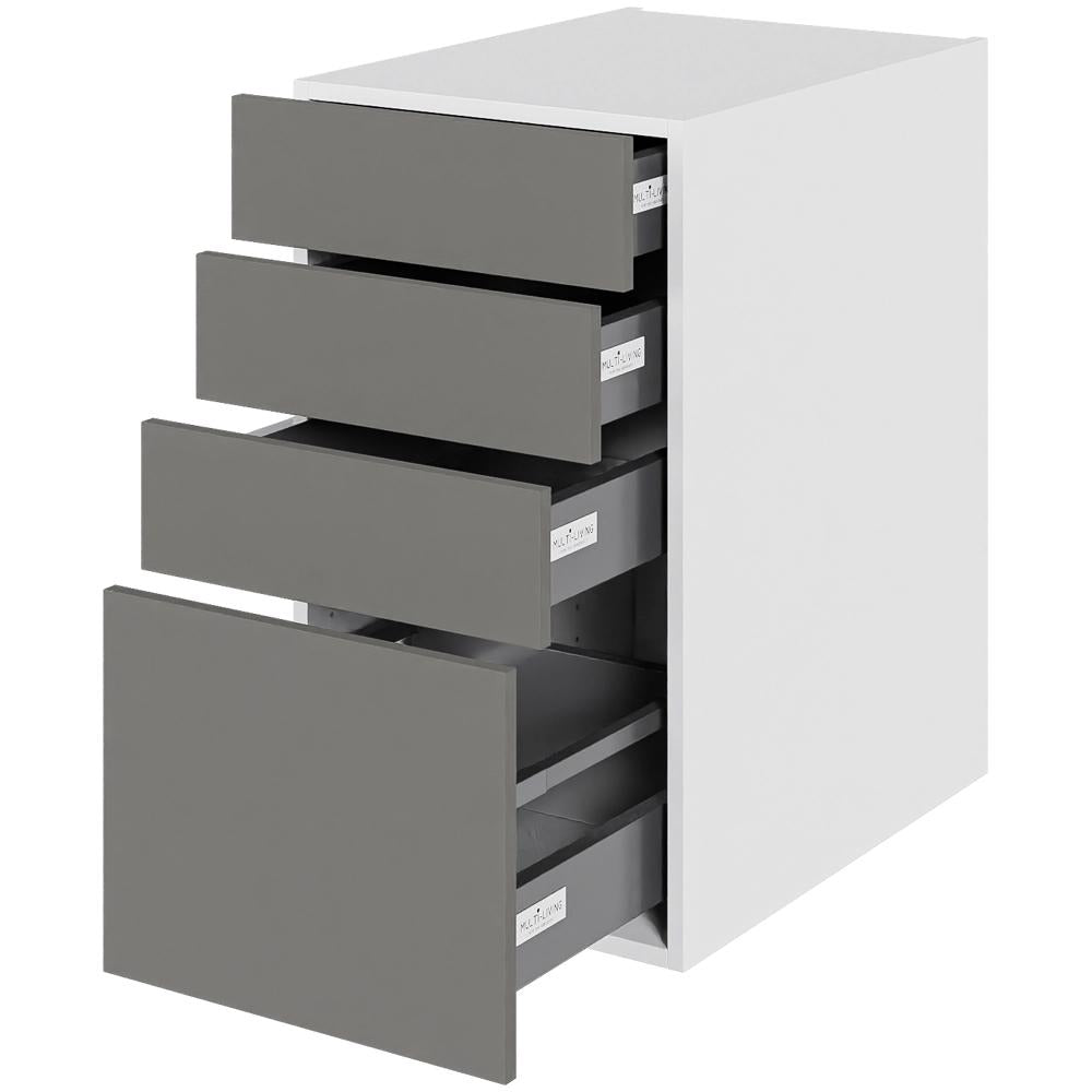 Multi-Living Køkken skuffeskab i Cibo Grigio H: 70,4 cm D: 60,0 cm - 4 skuffer deludtræk/softluk - Bredde: 40 cm