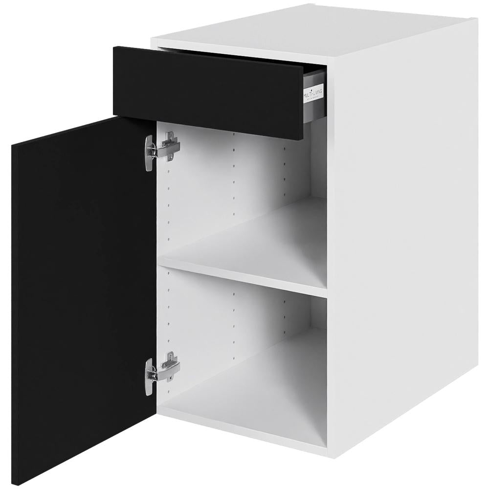 Multi-Living Køkken hyldeskab i Cibo Nero H: 70,4 cm D: 60,0 cm - 1 låge & skuffe fuldudtræk/softluk - Bredde: 40 cm
