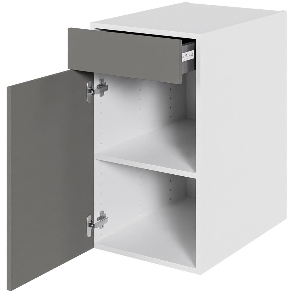 Multi-Living Køkken hyldeskab i Cibo Grigio H: 70,4 cm D: 60,0 cm - 1 låge & skuffe fuldudtræk/softluk - Bredde: 40 cm