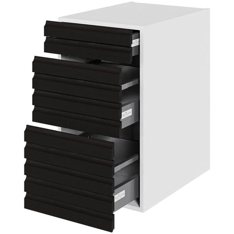 Multi-Living Køkken skuffeskab i S-Line Sort Eg H: 70,4 cm D: 60,0 cm - 3 skuffer fuldtudtræk med softluk - Bredde: 40 cm