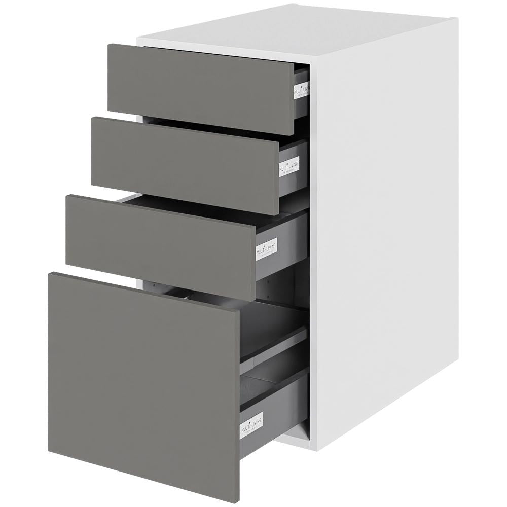 Multi-Living Køkken skuffeskab i Cibo Grigio H: 70,4 cm D: 60,0 cm - 4 skuffer fuldtudtræk/softluk - Bredde: 40 cm